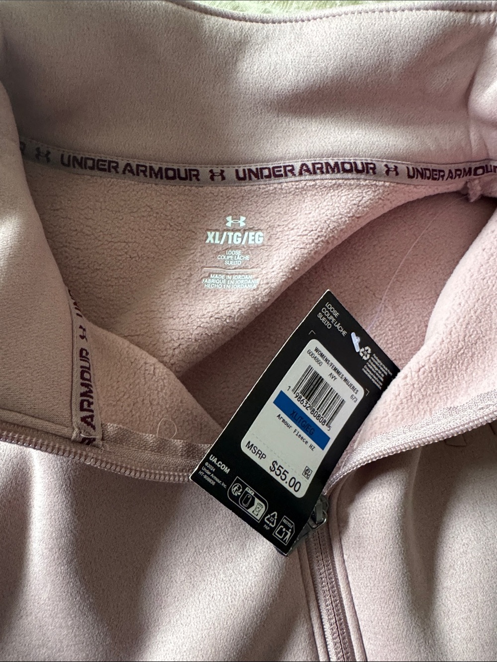 Under Armour Pale Pink Fleece Quarter-Zip Pullover
